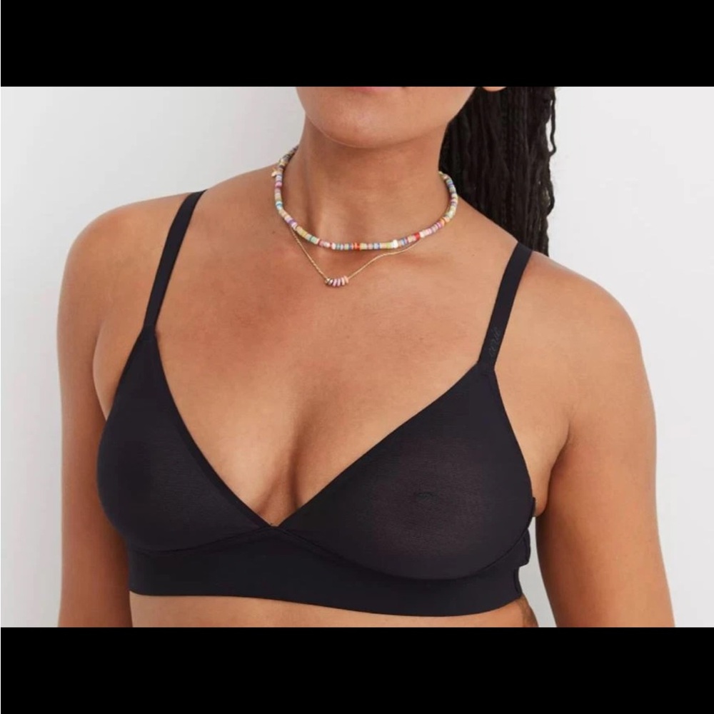 NWOT Aerie Black SMOOTHEZ Mesh‎ cup Bralette